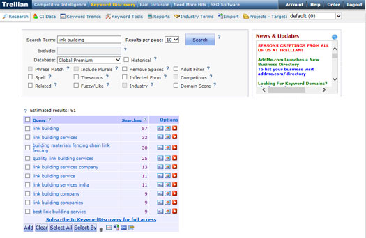 Keyword Discovery screenshot