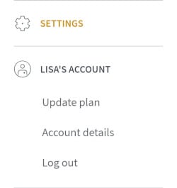 Thinkific account menu