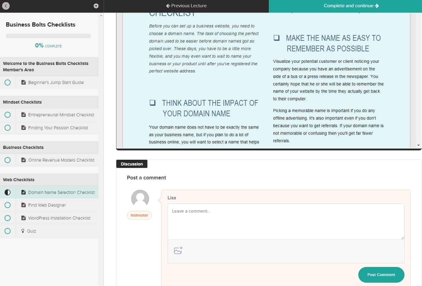 Teachable adding comments to a lesson