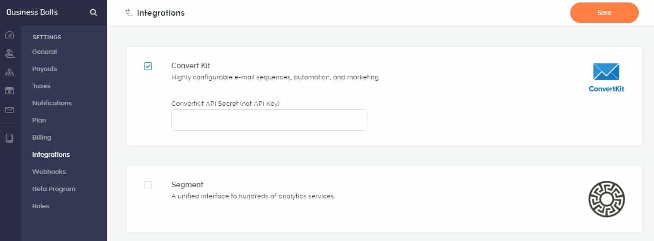 Teachable integrations settings