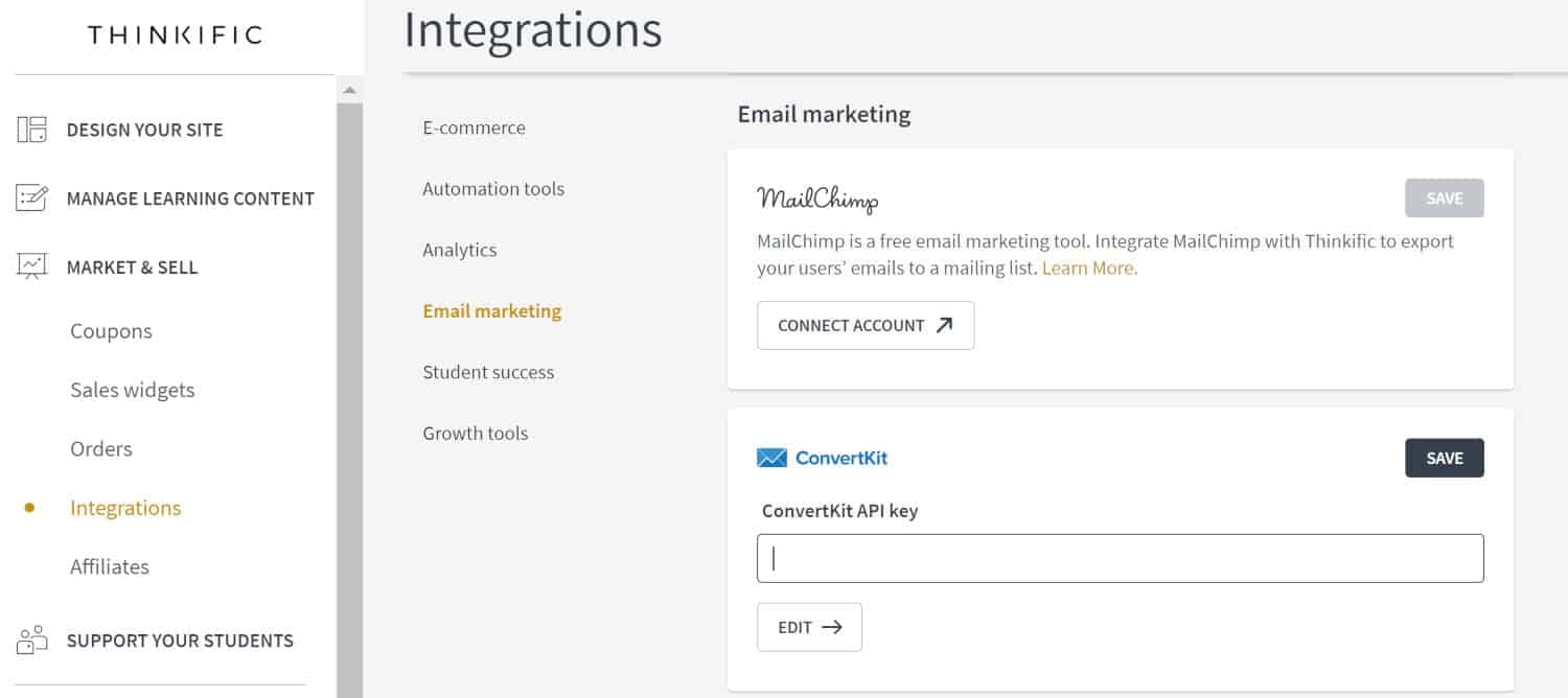 Teachable integrations admin