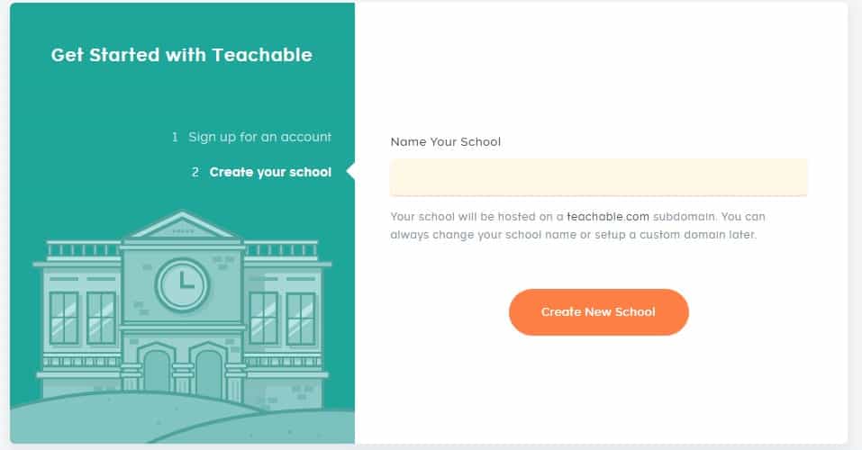 Teachable name your school screenshot