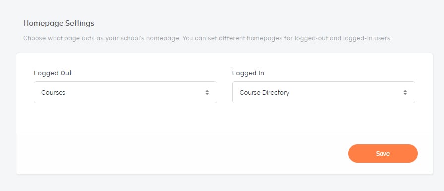 Teachable homepage settings