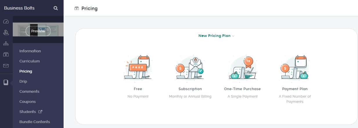 Teachable pricing plan image