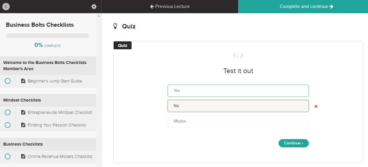 Teachable quiz screenshot