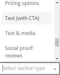 Thinkific section types dropdown list