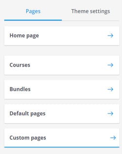 Thinkific custom pages on menu