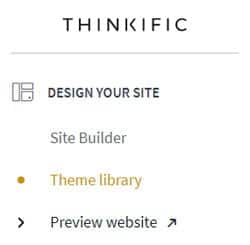 Thinkific preview website menu link