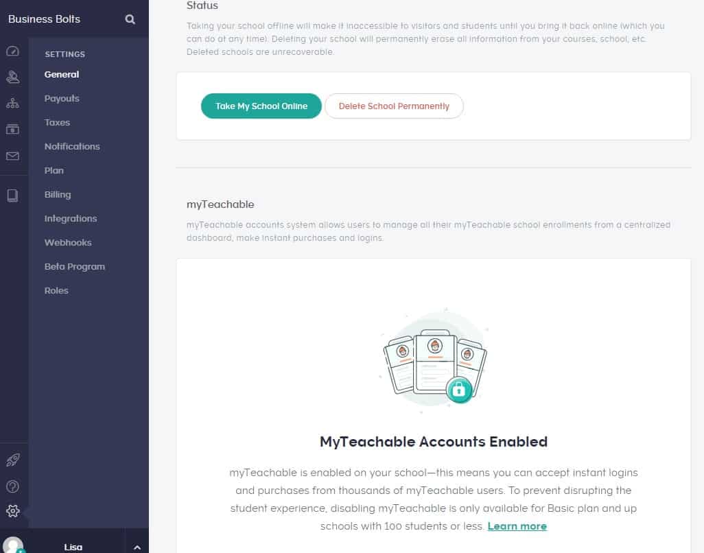 Teachable myteachable accounts enabled