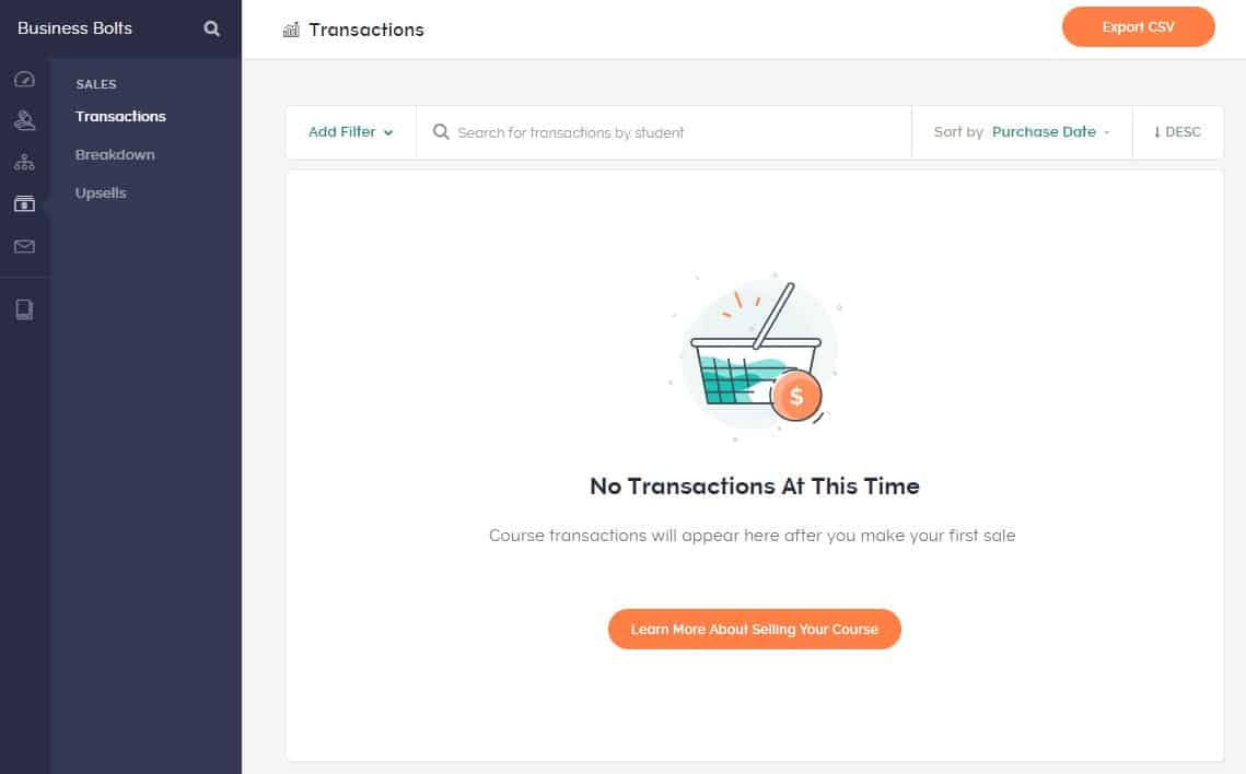 Teachable transactions page