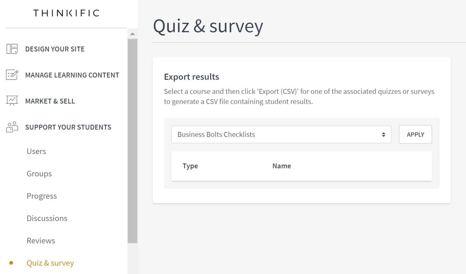 Thinkific quiz and survey image