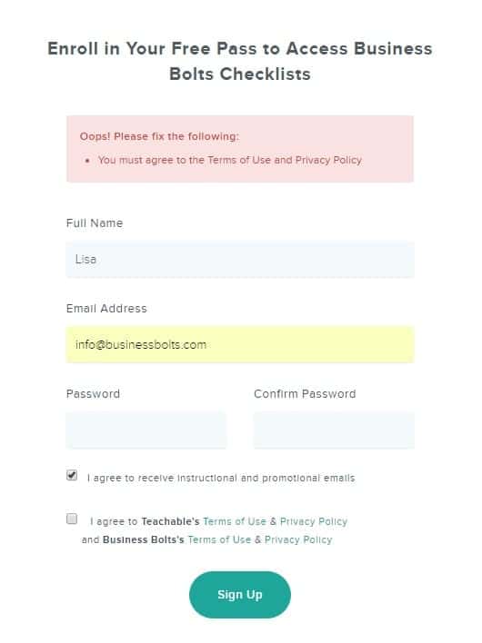 Teachable privacy checkbox denial