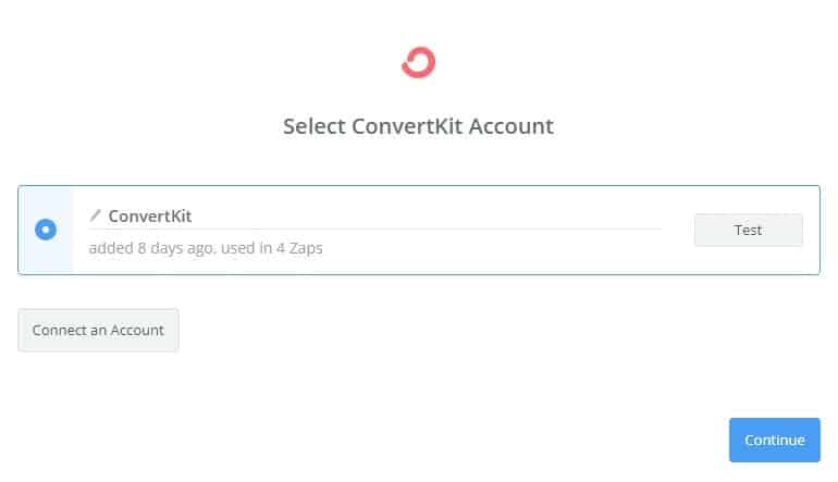 Zapier select convertkit account