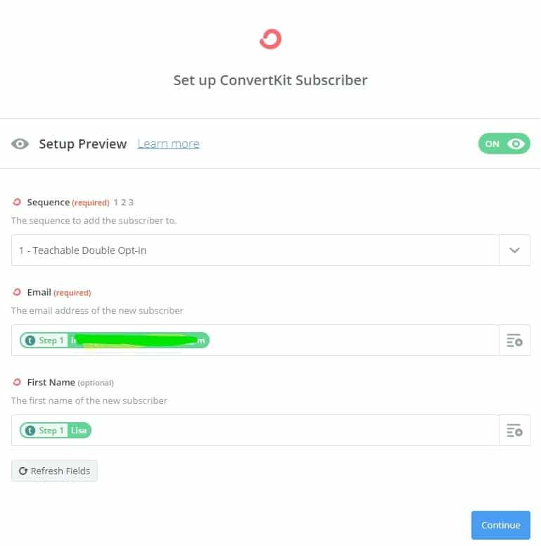 Zapier set up convertkit subscriber