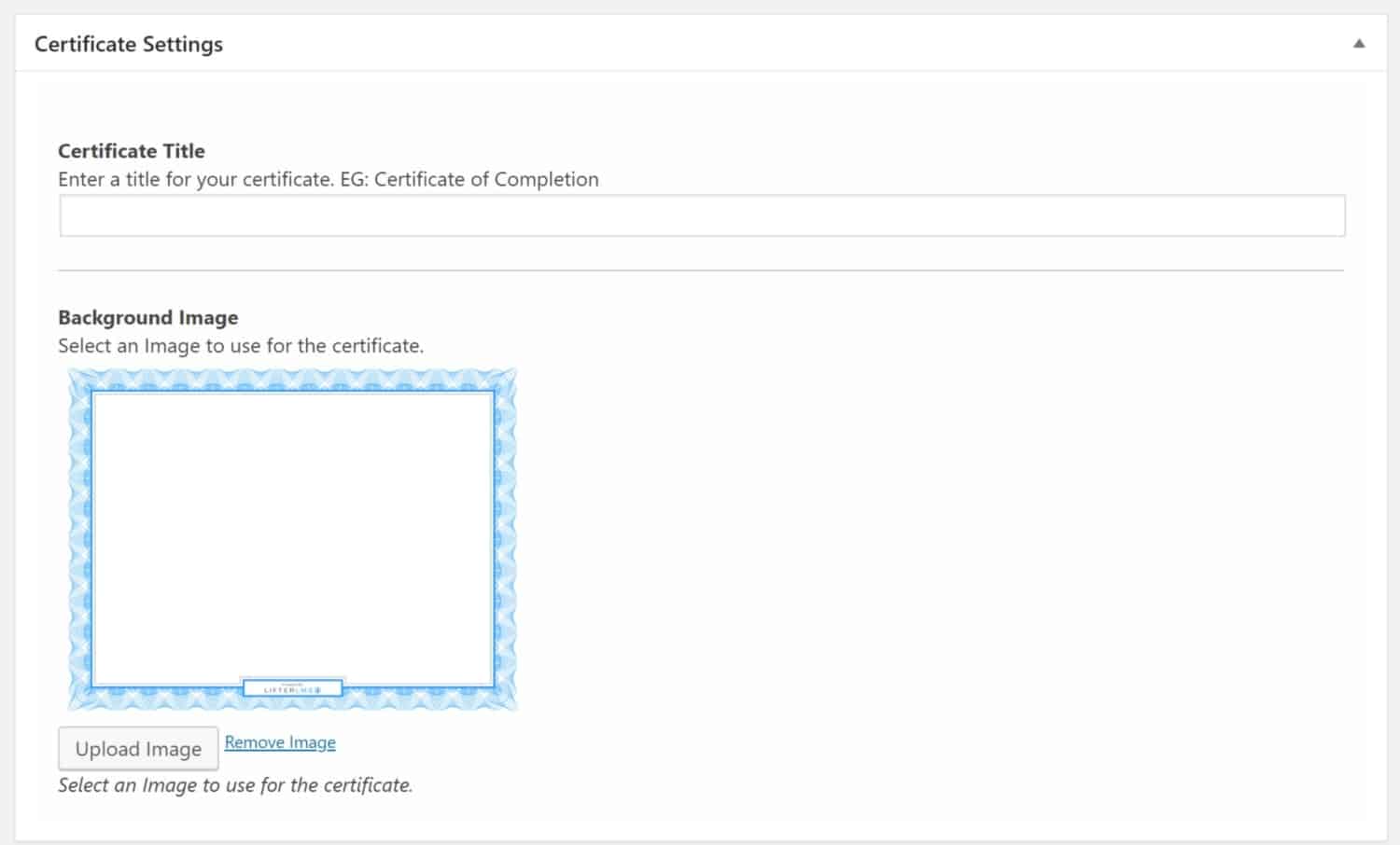 Screenshot of LifterLMS certificates settings