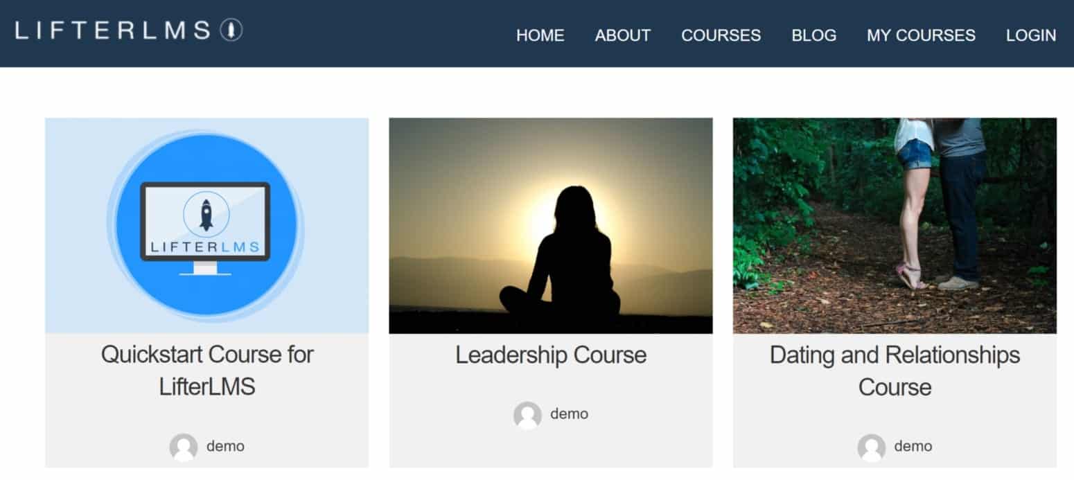 Screenshot of LifterLMS courses page