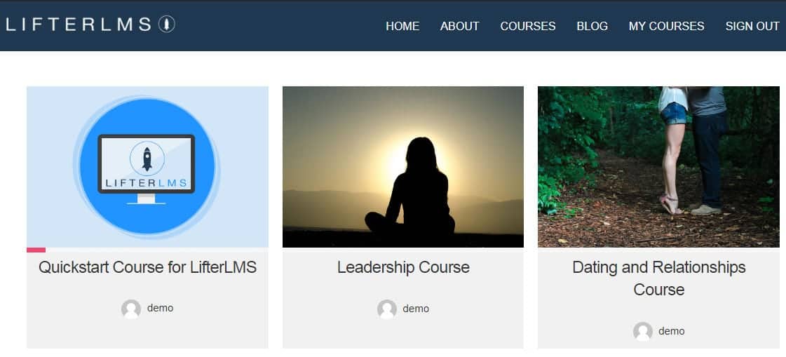 LifterLMS course progress for a logged in user