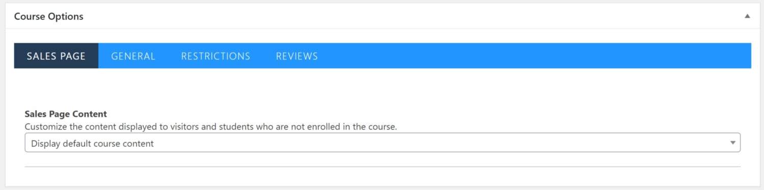 Screenshot of LifterLMS course options sales page