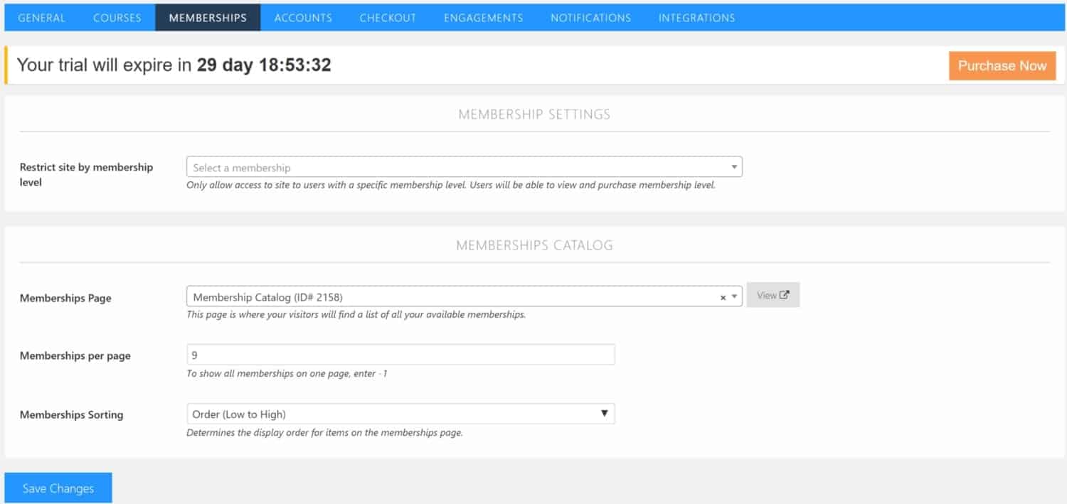 Screenshot of LifterLMS membership settings