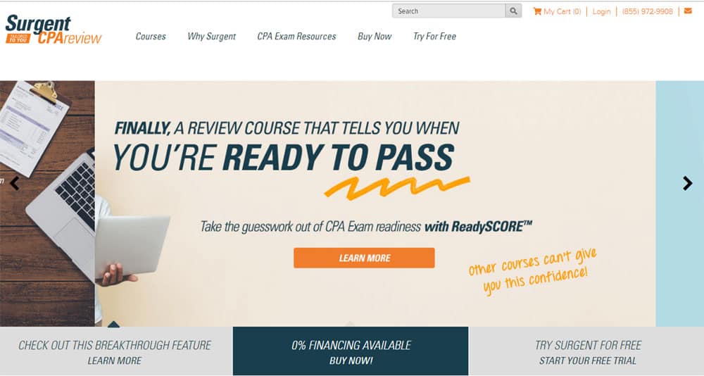 Surgent CPA Adaptive Learning Review Course Screenshot