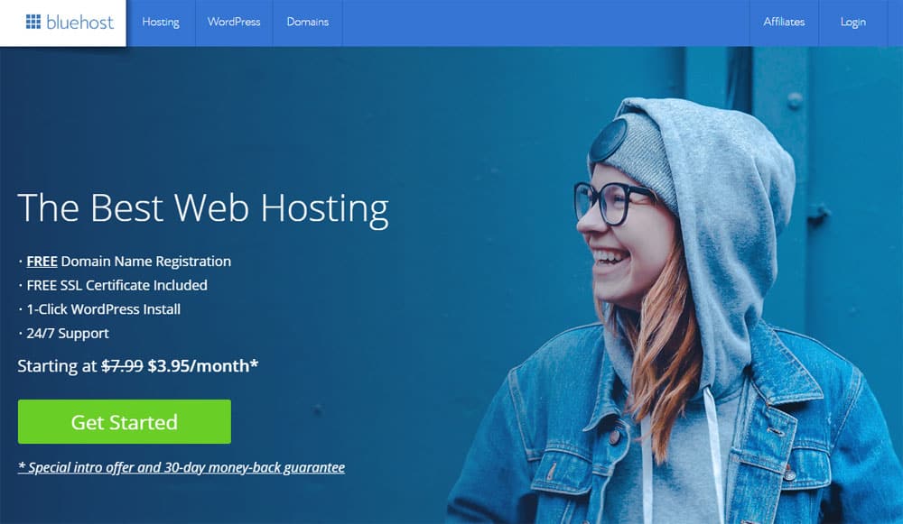 Screenshot of Bluehost website