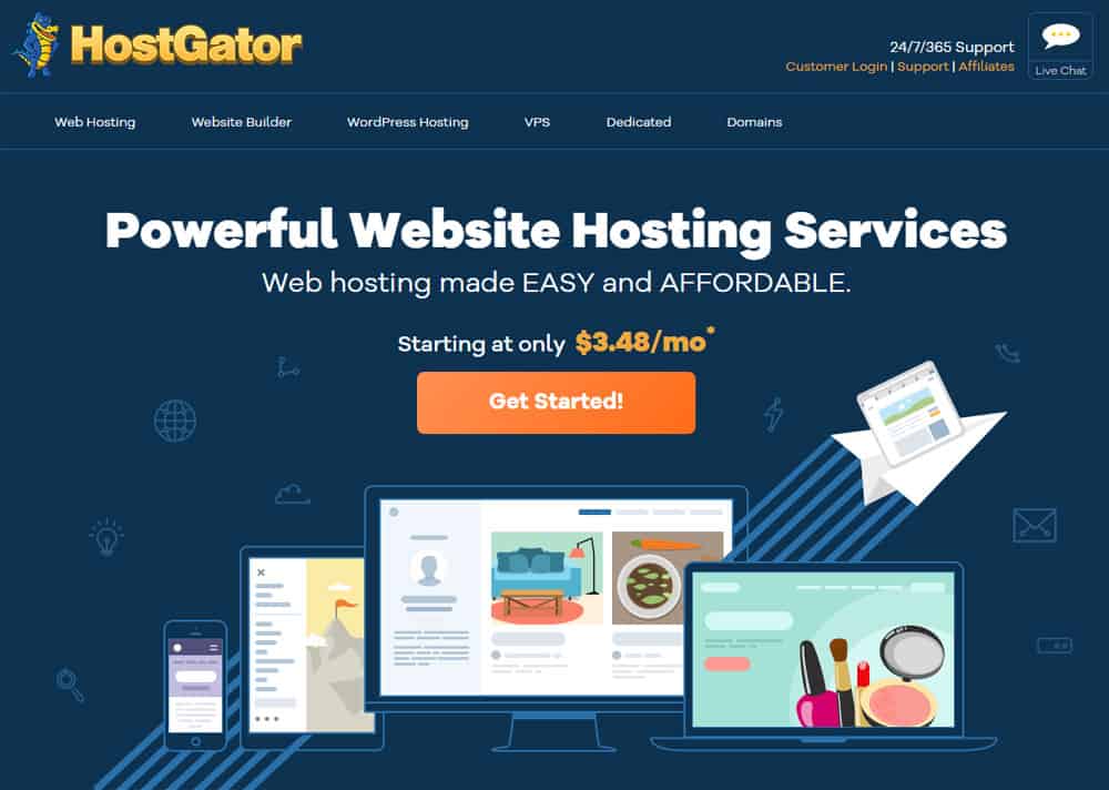 Screenshot of Hostgator website