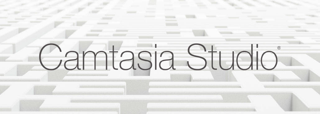 Camtasia logo with maze behind it