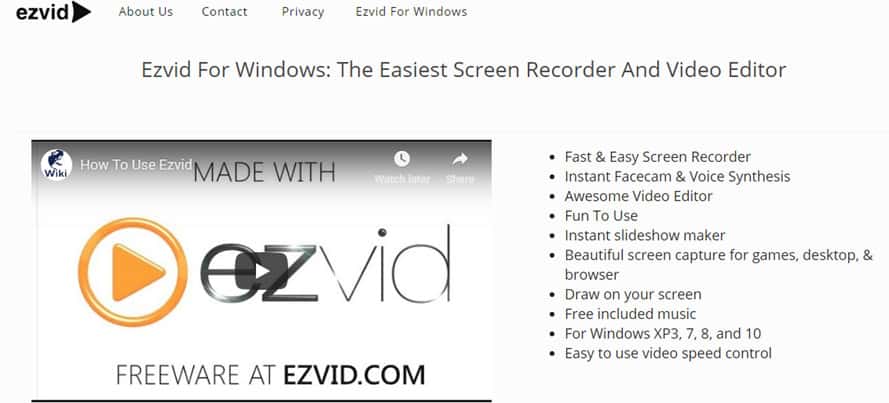 Screenshot for EZVid screencapture software.