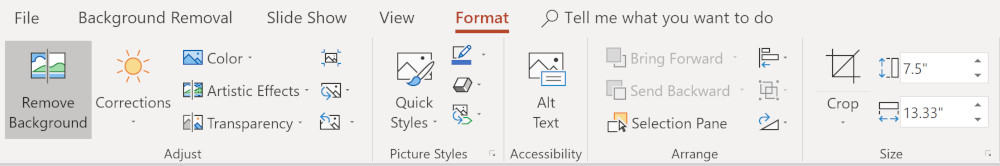 Screenshot to remove background from PowerPoint slide.