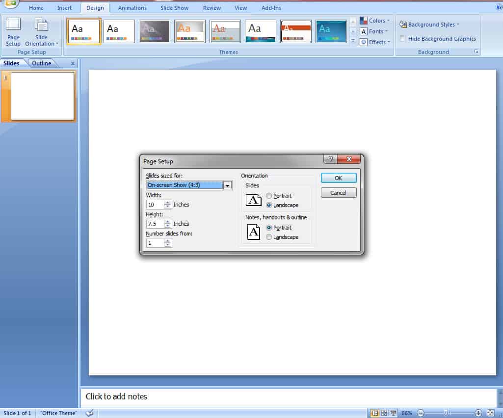 Screenshot for older powerpoint size slide