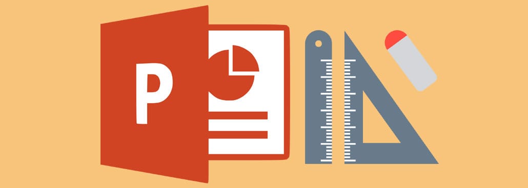 Icon based image with PowerPoint icon and ruler to indicate size.