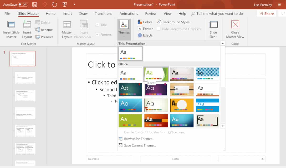 powerpoint change slide master