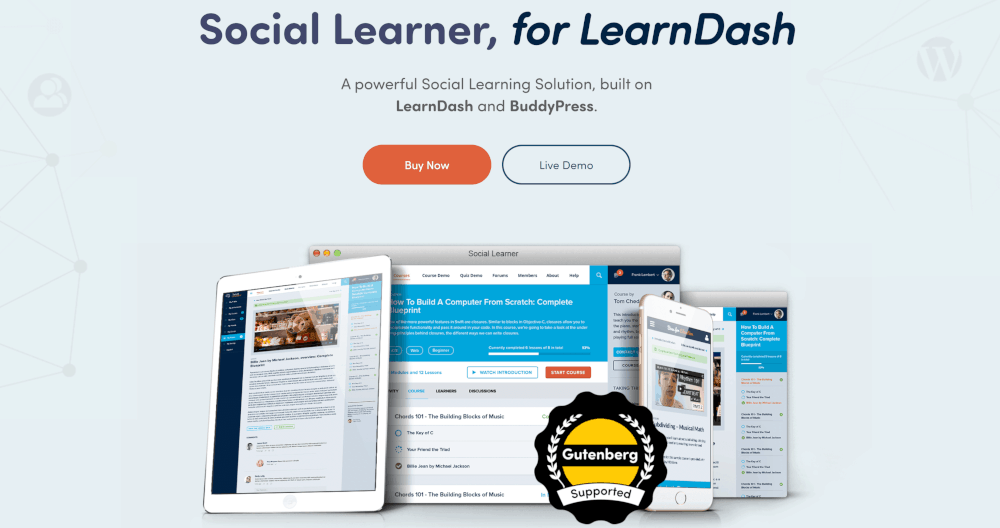 social learner homepage screenshot