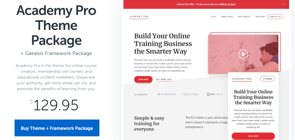 Academy Pro homepage screenshot