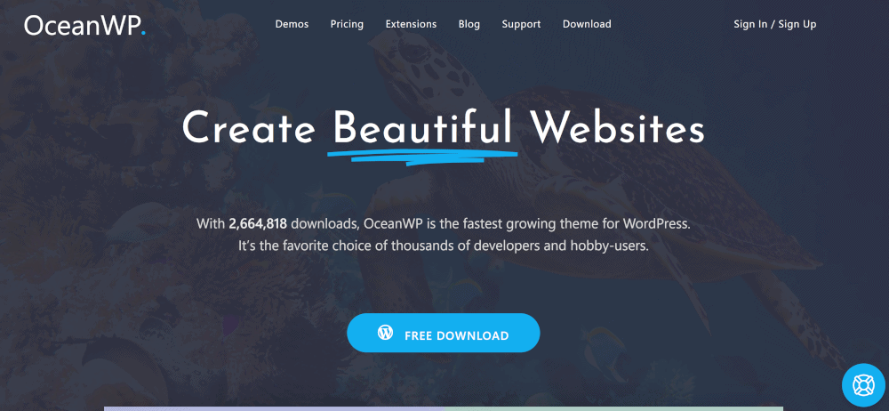 OceanWP homepage screenshot