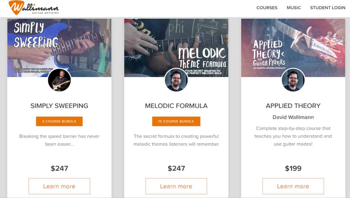Screenshot of Guitar Playback Courses