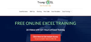 Screenshot of Trump Excel home page.