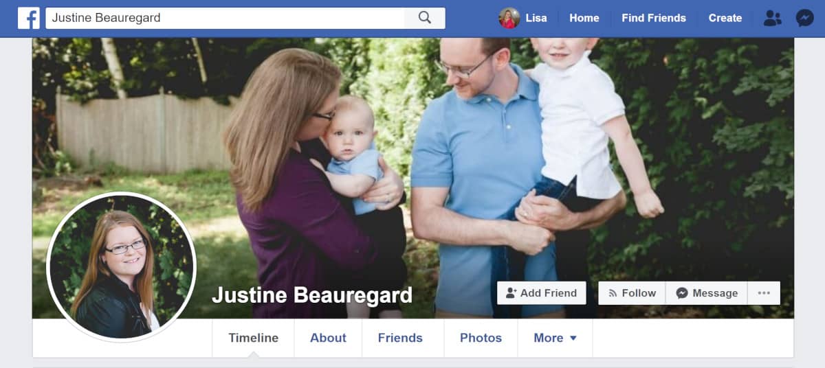 Justine Beauregard Facebook