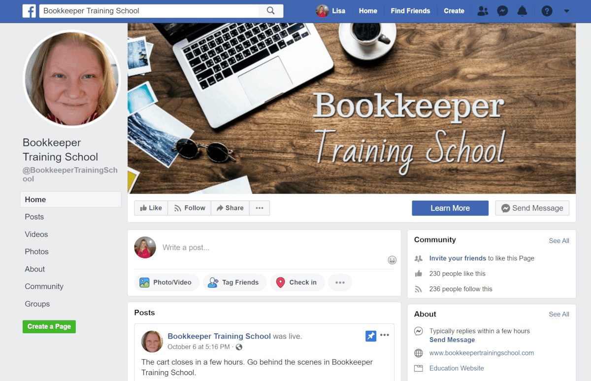 Bookkeeper Training School Facebook