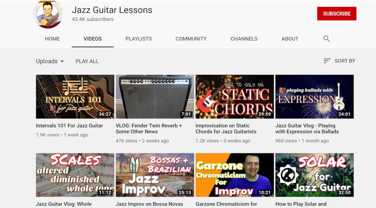 Jazz Guitar Lessons YouTube Playlist