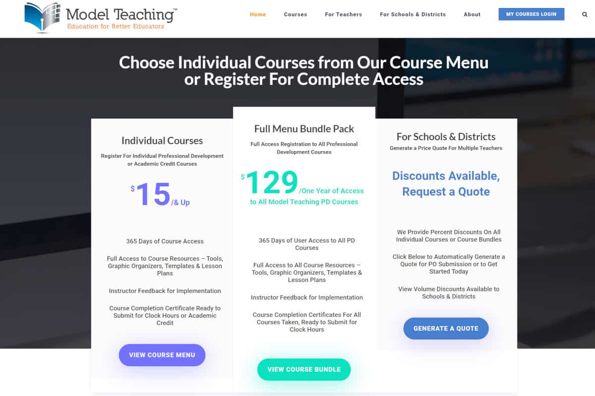 ModelTeaching.com Pricing
