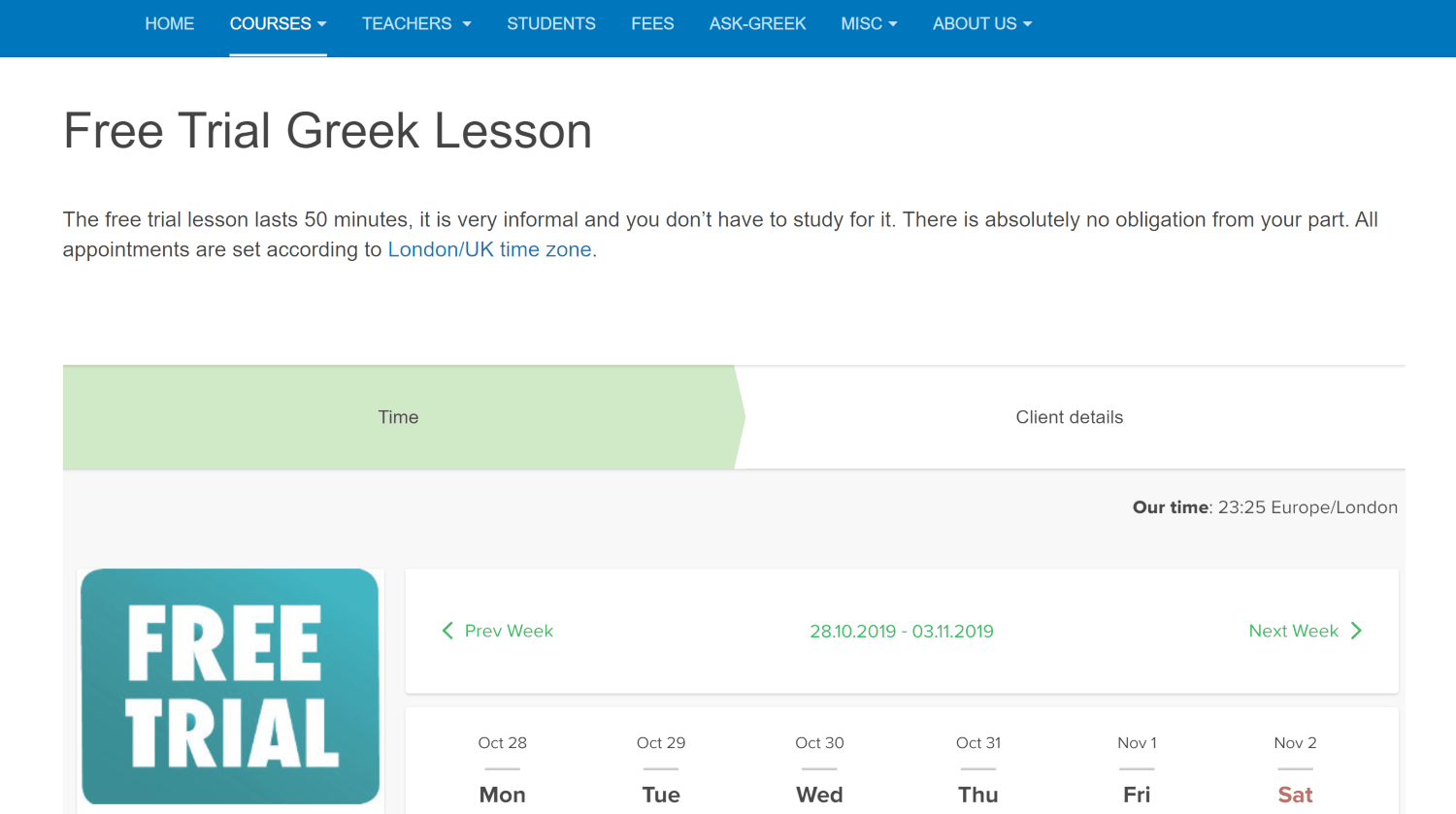 Learn-greek-online.com Booking