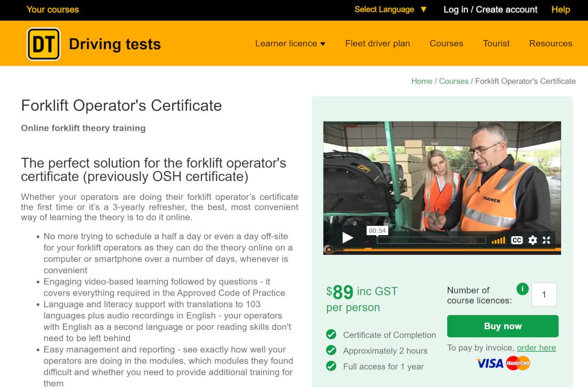 Drivingtests.co.nz Course Page