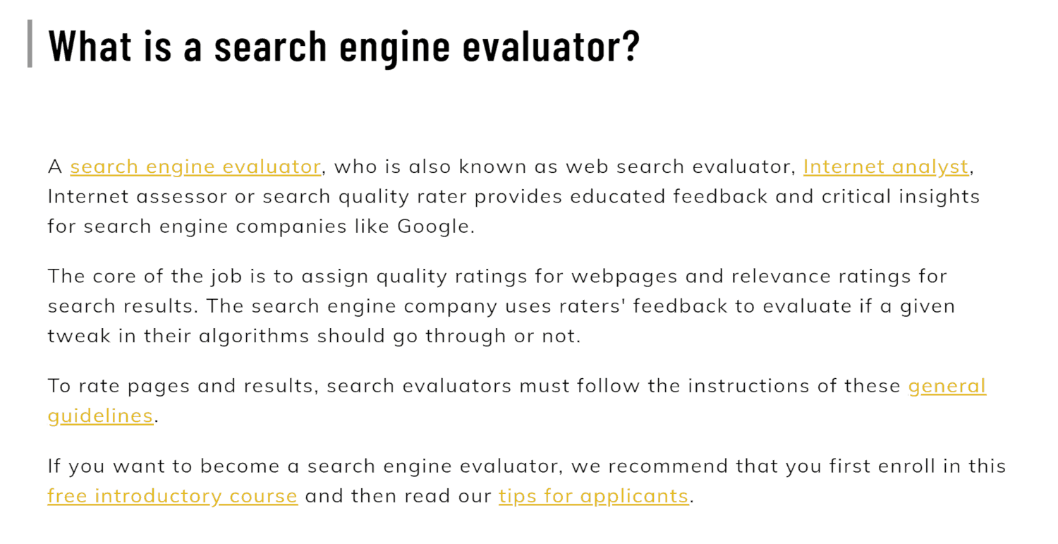 Search Evaluator Description