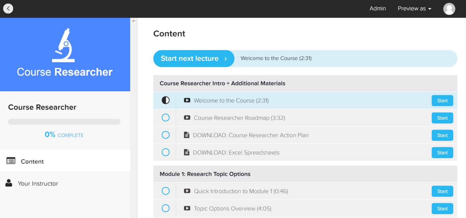 Screenshot of Teachable Course