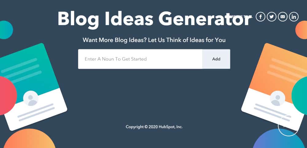 screenshot of hubspot blog ideas generator tool