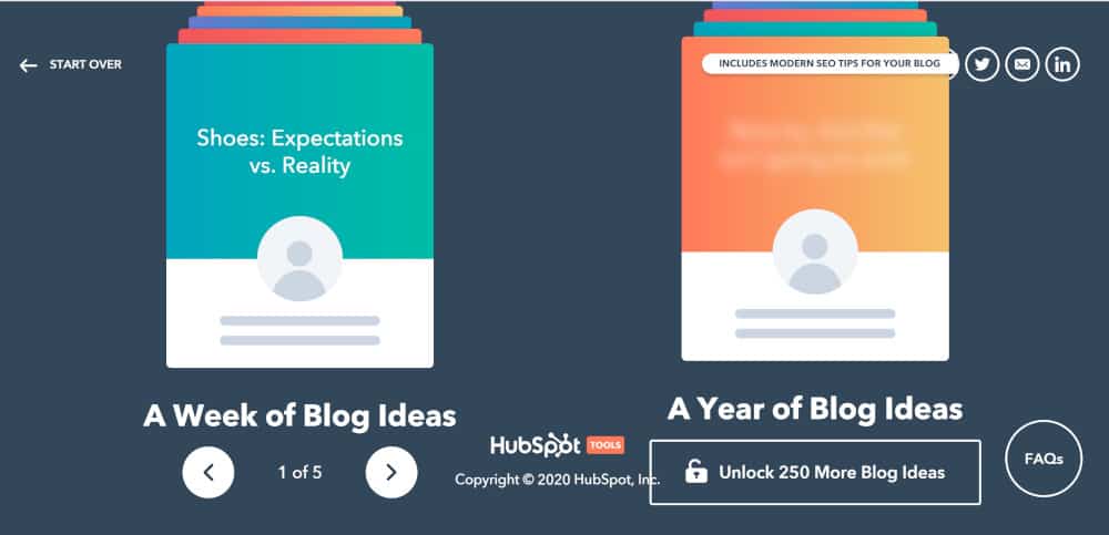 showing the details of the hubspot ideas generator