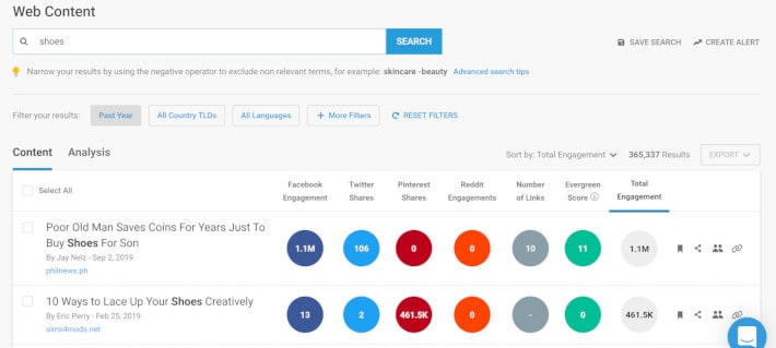 screenshot of buzzsumo