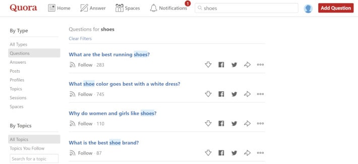 screenshot of quora