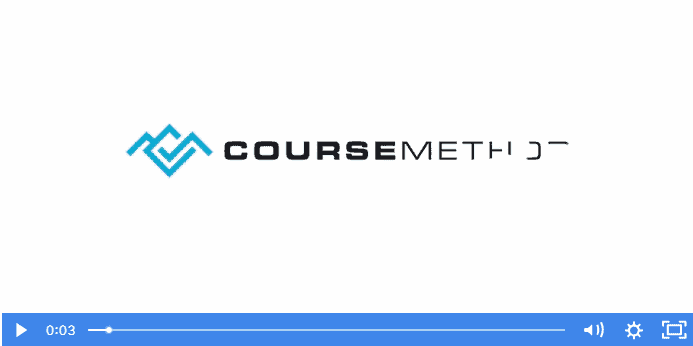 Graphic showing video intro of the coursemethod.com logo.